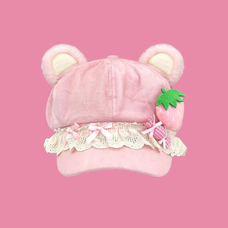 Kawaii Strawberry Bear Hat